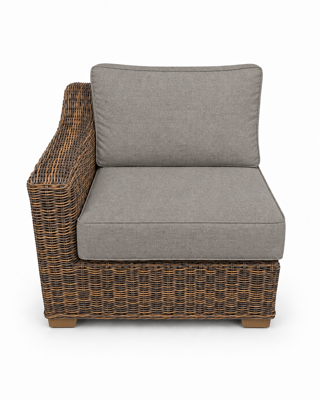 Seacoast Wicker Right-Arm Chair in brown wicker, Cast Shale (40432)