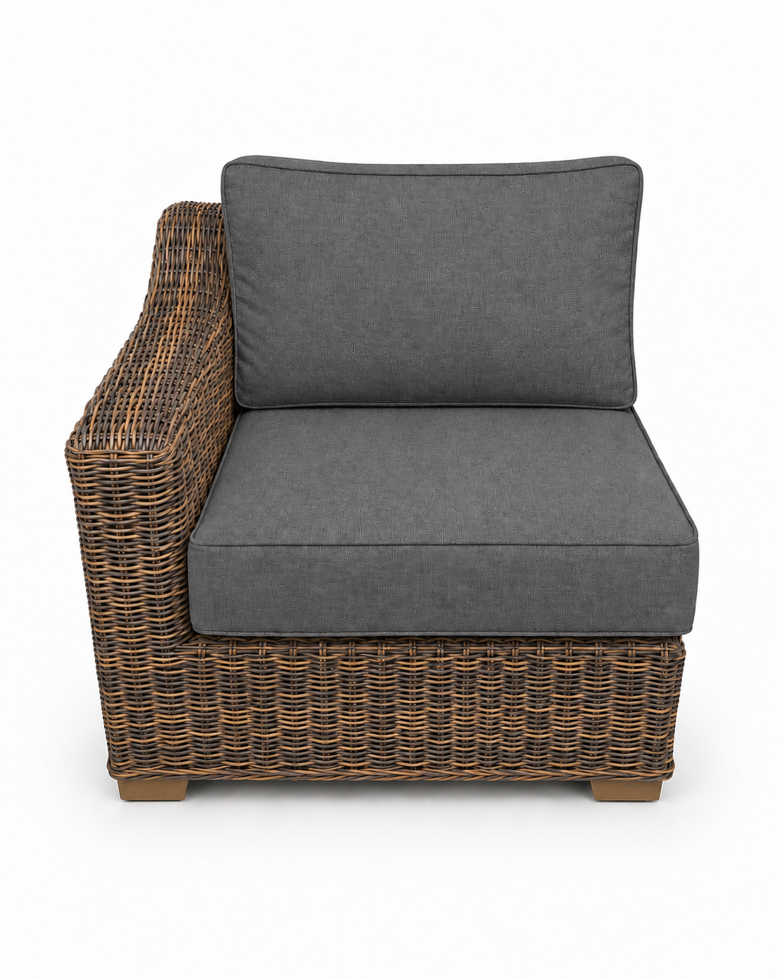 Seacoast Wicker Right-Arm Chair in brown wicker, Cast Slate (40434)