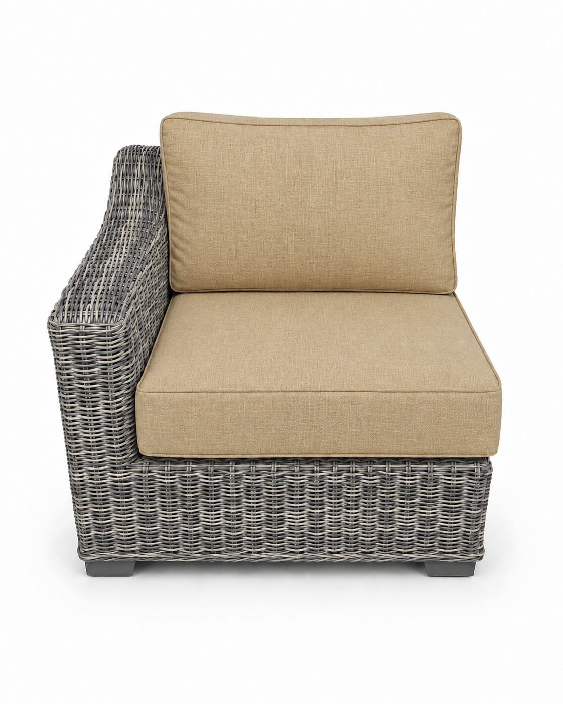Seacoast Wicker Right-Arm Chair in gray wicker, Spectrum Sand (48019)