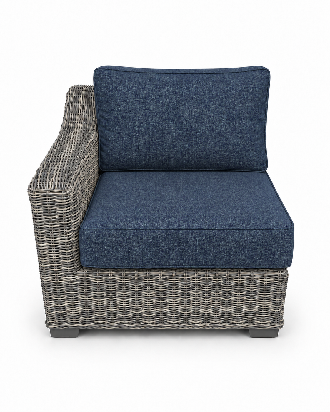 Seacoast Wicker Right-Arm Chair in gray wicker, Spectrum Indigo (48080)