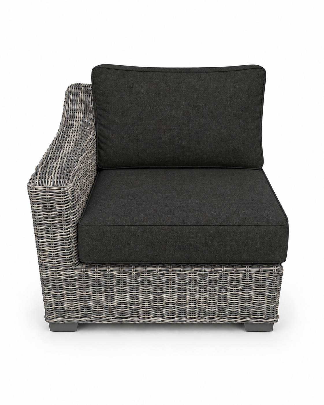 Seacoast Wicker Right-Arm Chair in gray wicker, Canvas Black (5408)