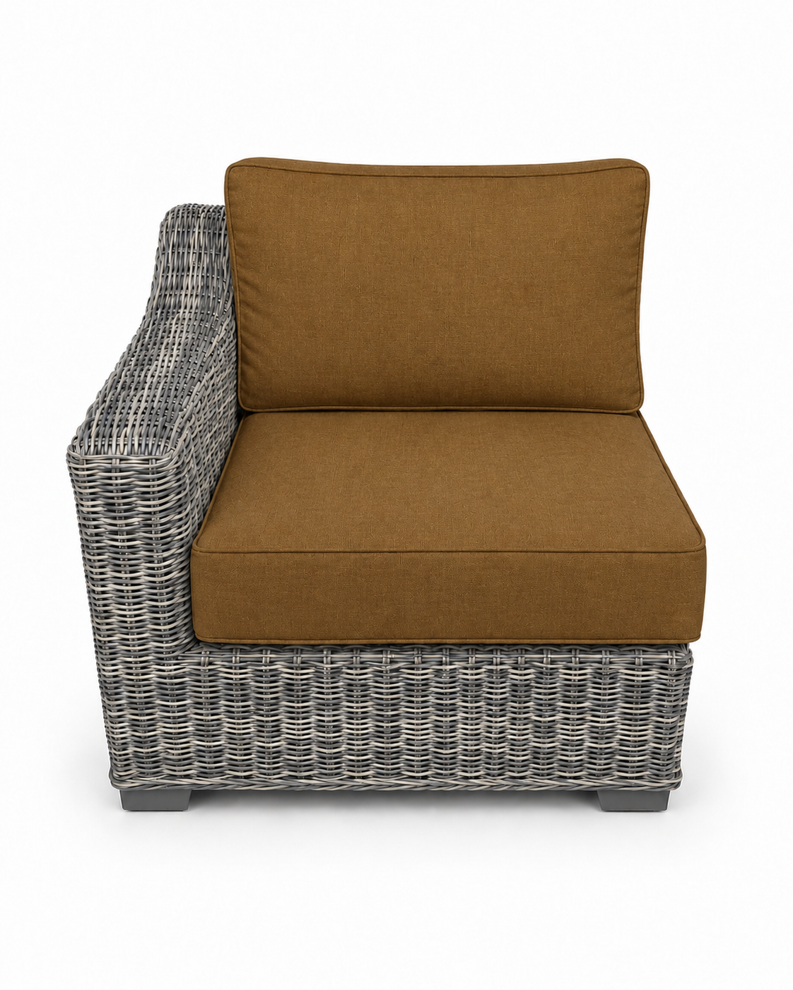 Seacoast Wicker Right-Arm Chair in gray wicker, Canvas Teak (5488)