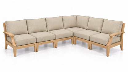 Mila Teak Outdoor Sectional – 6 Piece in Olefin Beige | Jr's Patio San Diego