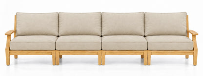 Mila Teak Outdoor 4-Seat Sofa in Olefin Beige | Jr's Patio San Diego