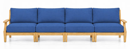 Mila Teak Outdoor 4-Seat Sofa in Olefin Blue | Jr's Patio San Diego