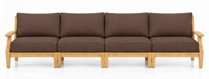 Mila Teak Outdoor 4-Seat Sofa in Olefin Dark Brown | Jr's Patio San Diego