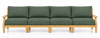 Mila Teak Outdoor 4-Seat Sofa in Olefin Dark Green | Jr's Patio San Diego