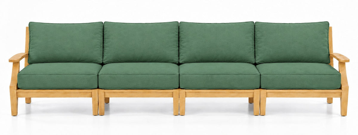Mila Teak Outdoor 4-Seat Sofa in Olefin Green | Jr's Patio San Diego