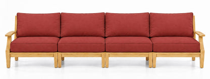Mila Teak Outdoor 4-Seat Sofa in Olefin Red | Jr's Patio San Diego