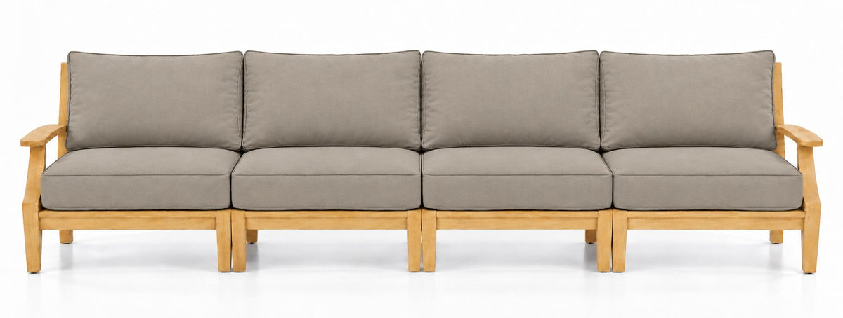 Mila Teak Outdoor 4-Seat Sofa in Olefin Tan & Brown | Jr's Patio San Diego