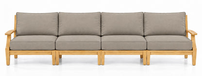 Mila Teak Outdoor 4-Seat Sofa in Olefin Tan & Brown | Jr's Patio San Diego
