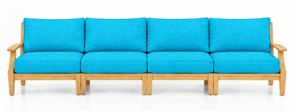 Mila Teak Outdoor 4-Seat Sofa in Olefin Turquoise | Jr's Patio San Diego