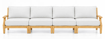 Mila Teak Outdoor 4-Seat Sofa in Olefin White | Jr's Patio San Diego