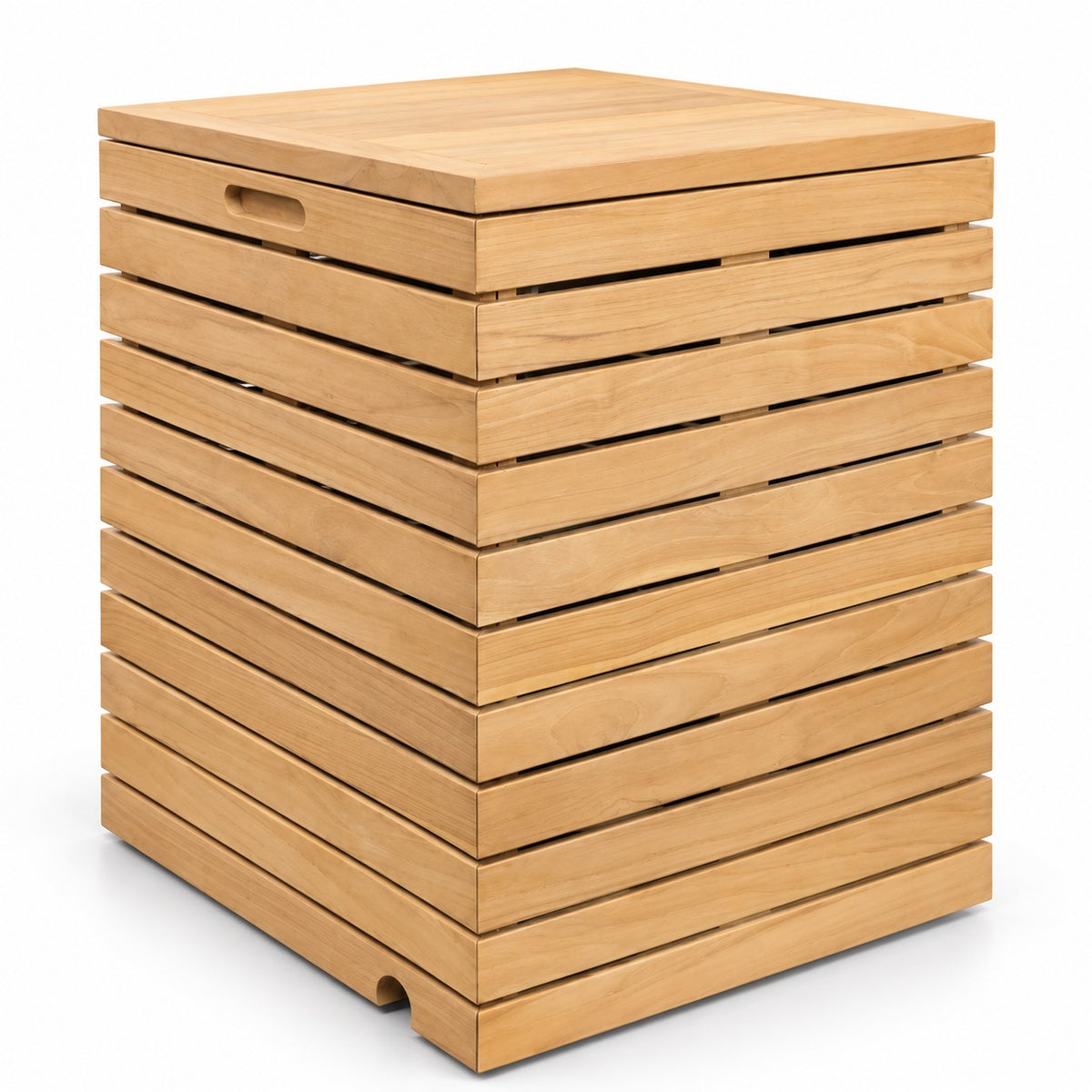 Teak Hideaway Tank Cover, closed, Grade A teak with slatted sides