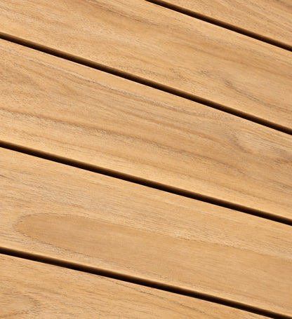 Mila Teak Coffee Table – 40 x 40 – slatted solid teak tabletop close-up | Jr's Patio San Diego